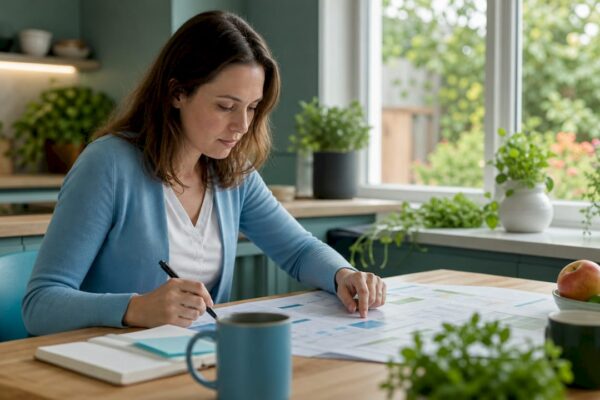 Person analyzing media placement strategy at desk