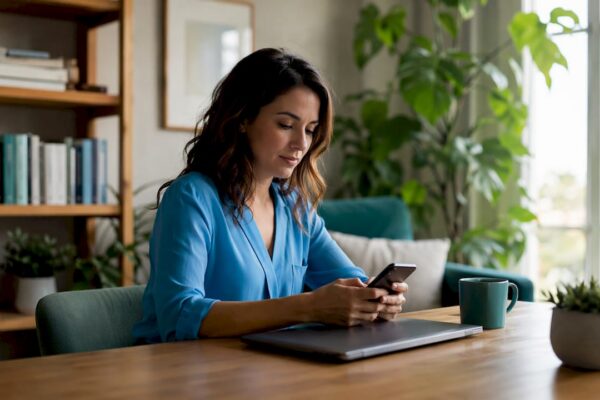Psychologist engaging with digital media devices