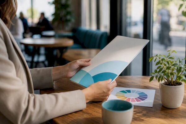 Psychologist holding brand analysis folder
