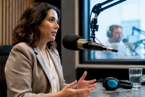 Psychologist speaking during radio interview